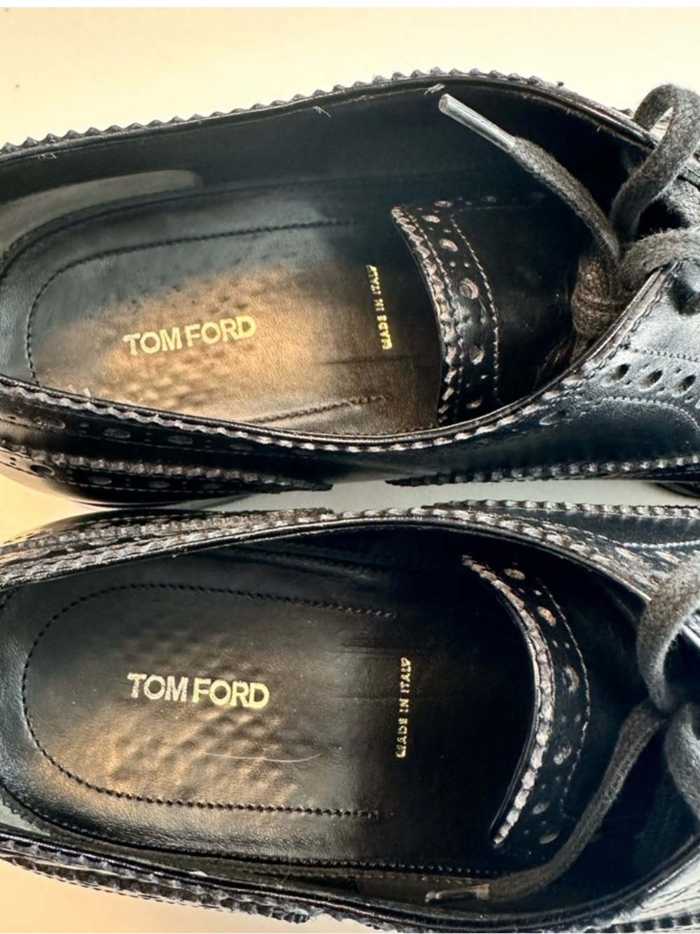 Tom Ford Black Leather Brogue Oxfords size 7TT UK FOR NARROW FEET